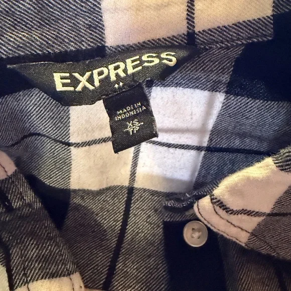 Express Black and White Checkered Shirt - Picture 2 of 3